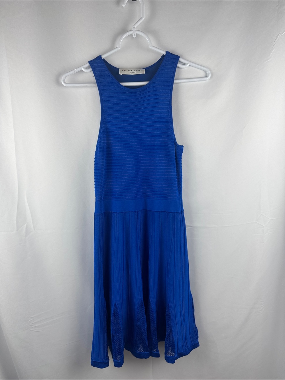 Trina Turk Royal Blue Knit Fit & Flare Dress Size S READ